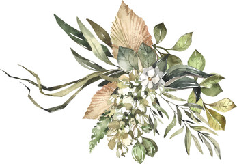 Obraz premium Romantic Watercolor Rose Clusters with Delicate Petals and Foliage Details