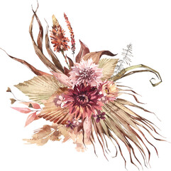 Obraz premium Vibrant Watercolor Sunflower and Daisy Mixed Floral Arrangement