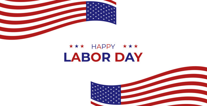 Happy Labor Day Lettering Text Background. Patriotic USA Holiday Banner for American Workers Celebration. Vector Illustration