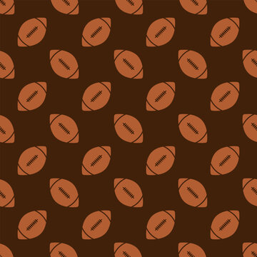 American Football Ball Seamless Pattern Background. Minimal Flat Sport Texture Backdrop for Game Day, Team Merchandise, and Wrapping Paper. Vector Illustration