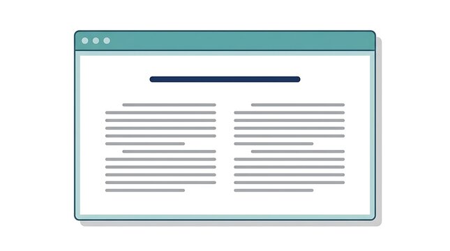 Flat vector illustration of internet browser window with text
