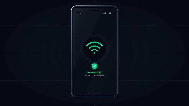 Smartphone screen showing secure wifi connection status vector illustration