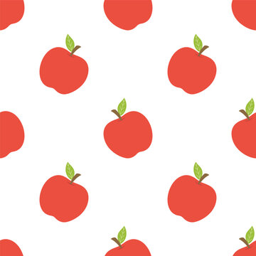red apple green leaf seamless pattern