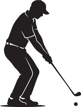 Male golfer performing chip shot on golf course during daytime