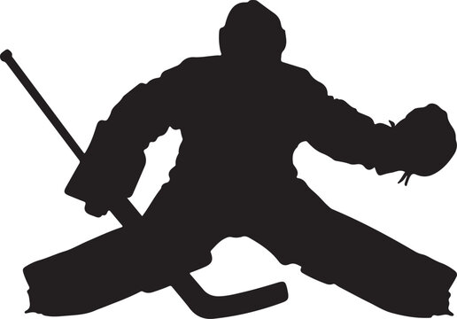Ice hockey goalkeeper making a save during game action