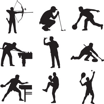 Silhouettes of Athletes Running and Jumping in Dynamic Motion