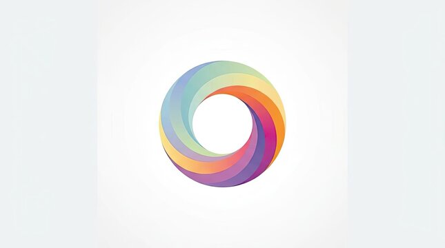 Abstract rainbow gradient circle swirl logo design.