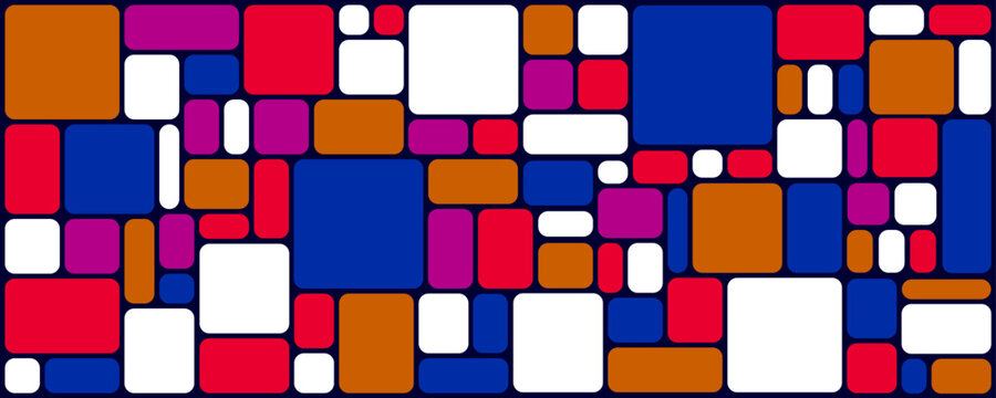 Geometric vibrant design with rounded squares, modern minimalist design pattern background, abstract multicolor bg