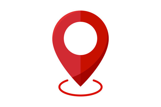 Red location map pin marker icon, navigation symbol