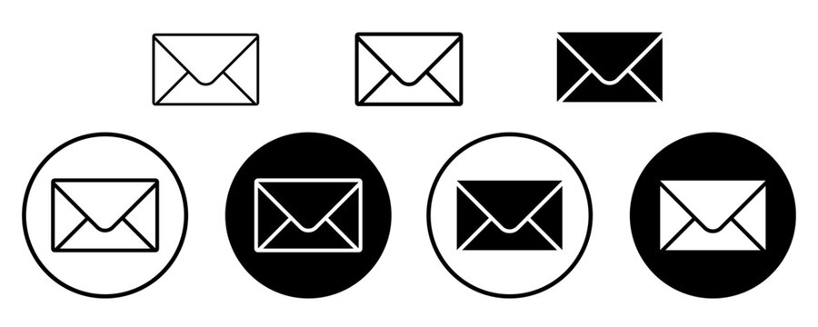 Email icon, message symbol, mail sign, letter logo set