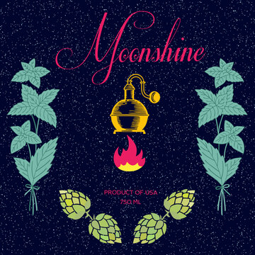  vector, vector graphics, moonshine, berries, maize, label, sticker, blueberry, oak, wormwood, wild berry, rowan, juniper, alcoholic beverages, bourbon, spirits, alcoholic products