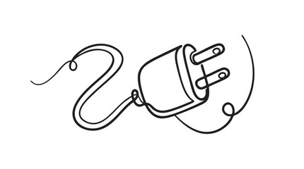 Obraz premium power plug illustration in a continuous line drawing style
