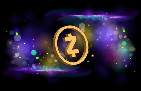digital background image of the zcash-zec virtual currency.  3d illustration.