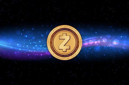 digital background image of the zcash-zec virtual currency.  3d illustration.