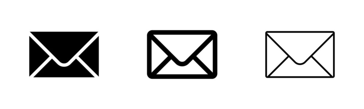 Email icon, message symbol, mail sign, letter logo set - vector