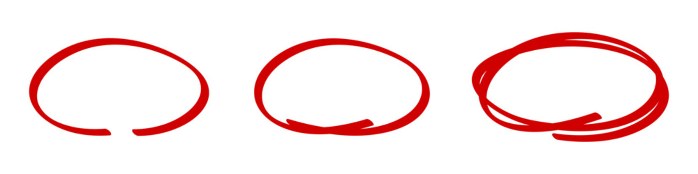 Red circle ovals handwritten marker for highlighting the important
