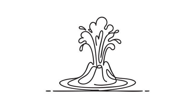 spouting geyser line art illustration, minimalist design for nature