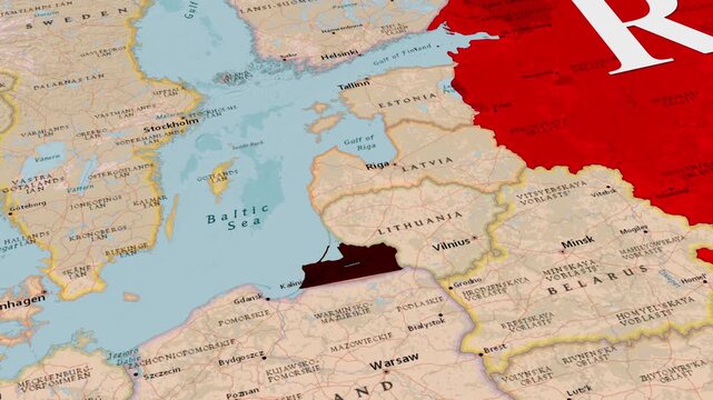 Kaliningrad Region Map Russian Exclave Baltic Sea Animation