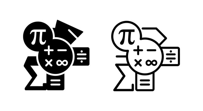 Mathematical symbols and formulas icon black linear style design