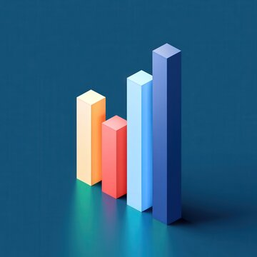 Abstract bar graph with ascending columns on a blue background
