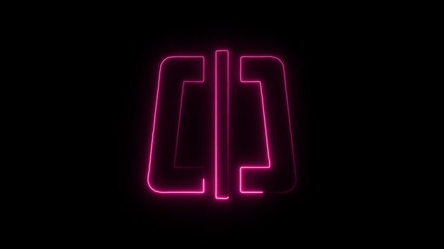 Flicker neon vedio abstract pink glow light symbol an symbol flickering on a solid black background glowing electronic design sign