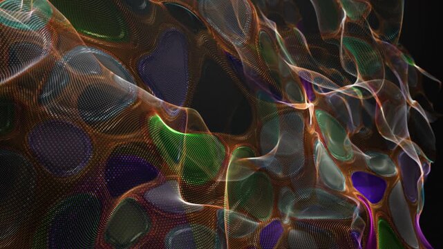 Fantastic video animation with particle wave object in slow motion, 4096x2304 loop 4K