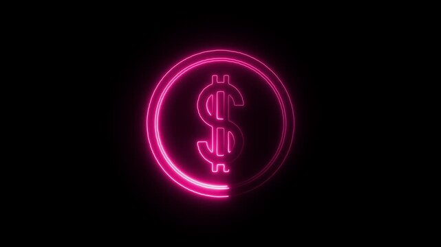 Flicker neon vedio blue neon copyright symbol in circle outline a glowing symbol inside a circular flickering against black background glowing legal trademark intellectual
