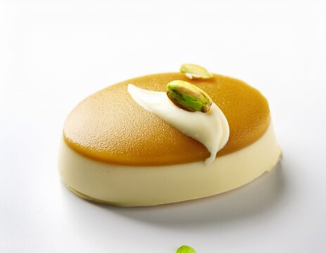 a single malai chop oval paneer sweet covered with creamy layer