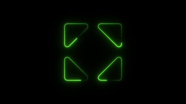 Flicker neon vedio green neon corner frame on dark background a bright light featuring four framing elements on a glowing borders abstract modern design