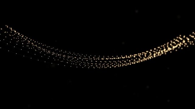 Golden particles flowing in a curved line on a dark background with subtle bokeh effects and dust motes a i g e n e r a t e d isolated on white