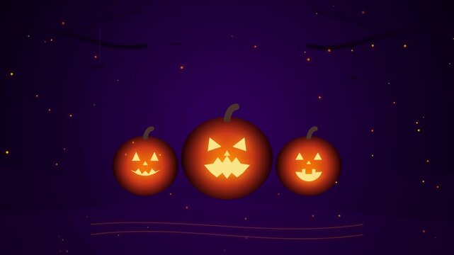 Glowing Halloween Jack O Lantern Pumpkins Spooky Party Motion Loop