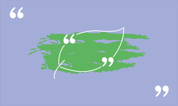 Abstract background with green brush stroke and white quotation marks
