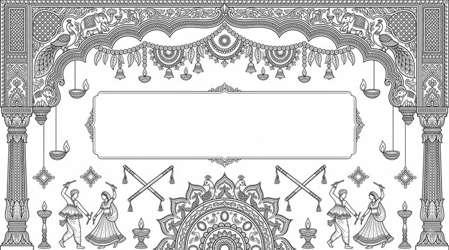 vector illustration of a decorative navratri frame 