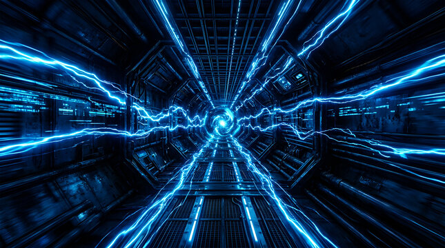 Abstract digital tunnel representing data flow and future technology