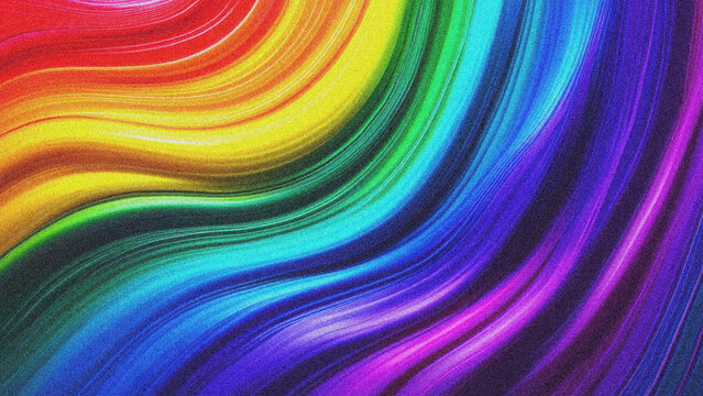 Abstract grain textured wavy rainbow stripes pattern for modern digital background.
