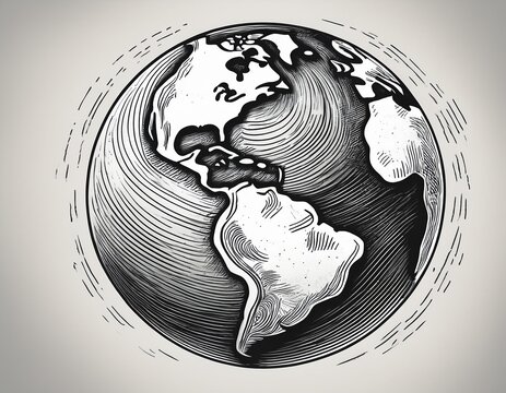 hand drawn earth globe sketch