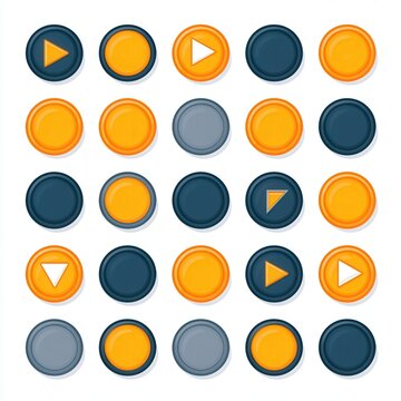 Collection of digital interface buttons in circular shapes