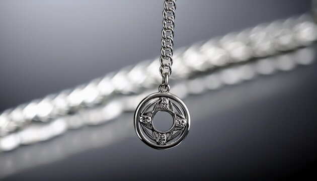 silver bracelet with a chain and a silver charm hanging from it