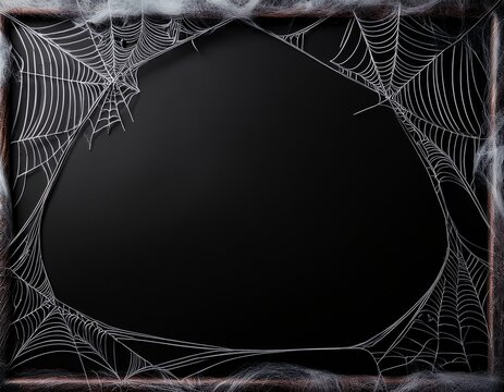 spider web as a border around the picture on black background with copy space