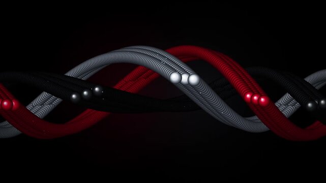 Twisted Cables with LED Lights Moving in Abstract Pattern with Copy Space