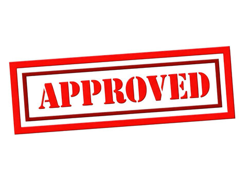 Red approved stamp isolated on transparent background