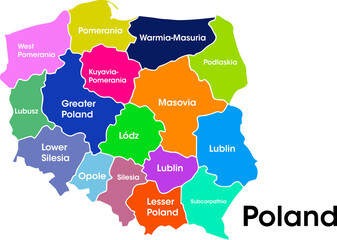 poland map with political division © Renata