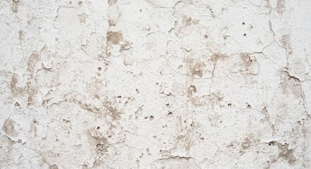 Fototapeta premium Aged white cracked plaster wall texture with peeling paint, weathered concrete stucco background, industrial grunge backdrop, generative AI