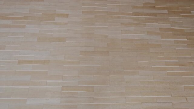 Smooth camera movement over a brand new light brown parquet floor. Clean wooden surface background perfect for architectural visualization