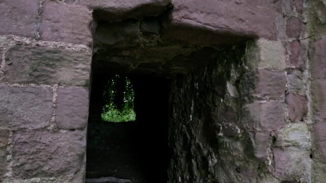 Dark rooms beneath Twizel castle on the Scottish borders