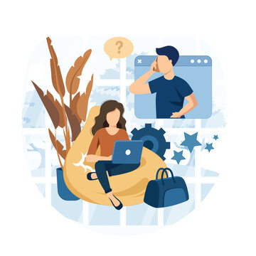 Live support concept. Business customer care service concept. Icon for contact us, support, help, phone call and website click. Flat vector illustration.