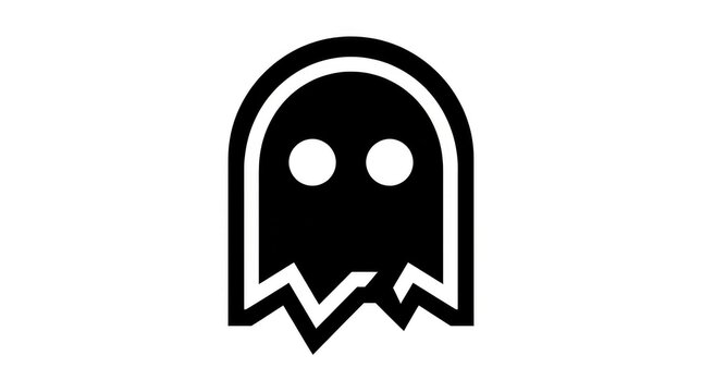 Simple and spooky Halloween ghost vector icon design featuring a minimalist black and white spirit character graphic illustration for holiday projects