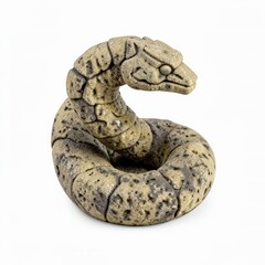 Obraz premium Serpentshaped stone sculpture from mesoamerican legend in coiled form with stylized head details on white background