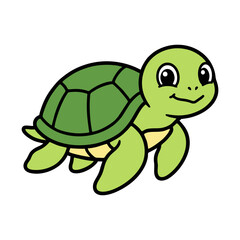 Obraz premium Cute Turtle Color Icon – Sea Animal, Wildlife and Marine Life Illustration