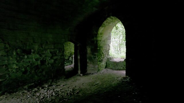 Dark chambers beneath Twizel castle on the Scottish Borders